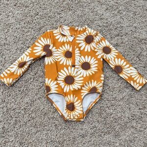 Carter's Brown and White Floral Kids Swim One Piece